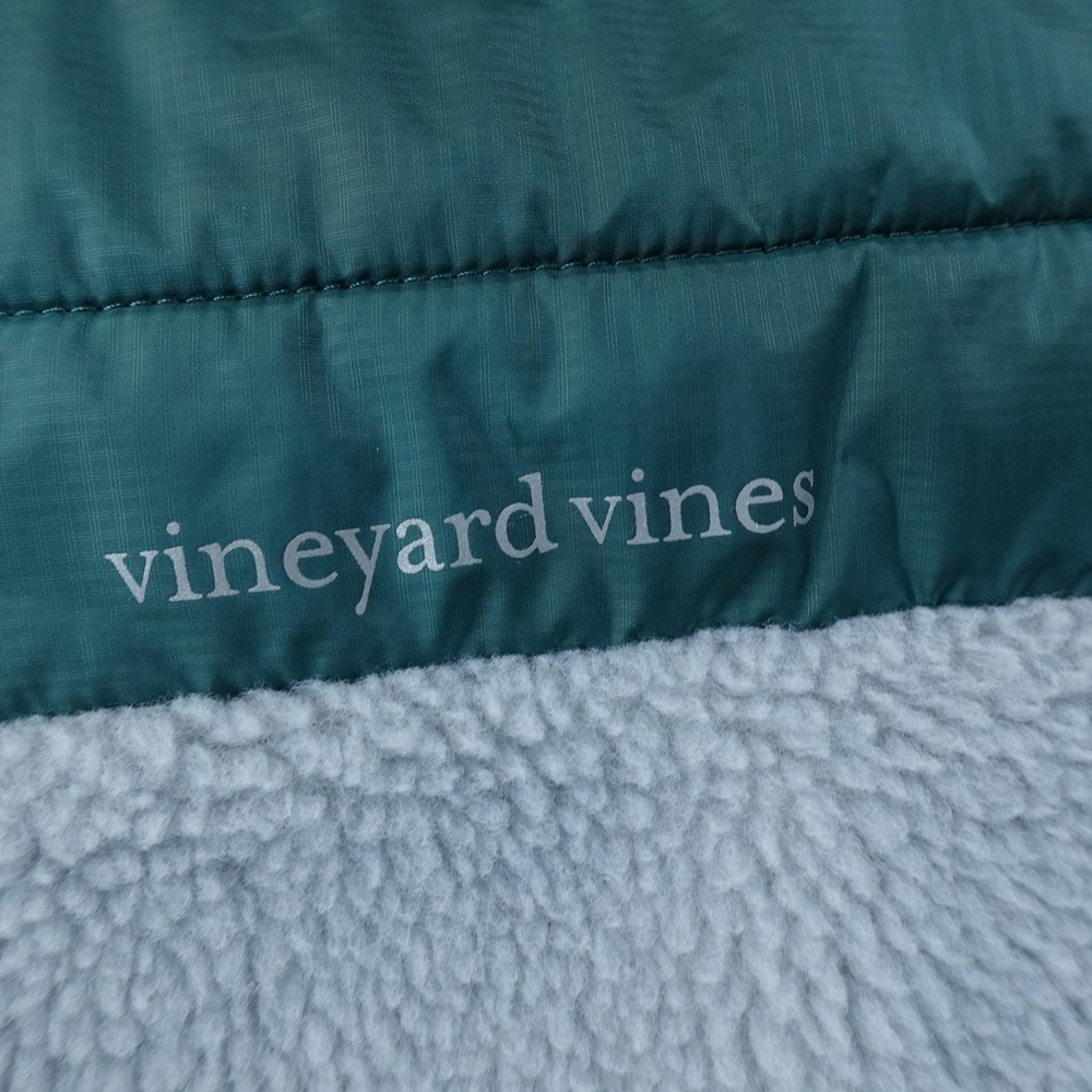 Vineyard Vines Vest Mens 2XL Gray Green Fleece Quilted Full Zip Jacket Preppy - Picture 4 of 12